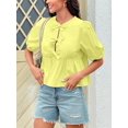 thumbnail image 4 of Summer Peplum Babydoll Puff Short Sleeve Blouse Womens Tie Front Tops, 4 of 4