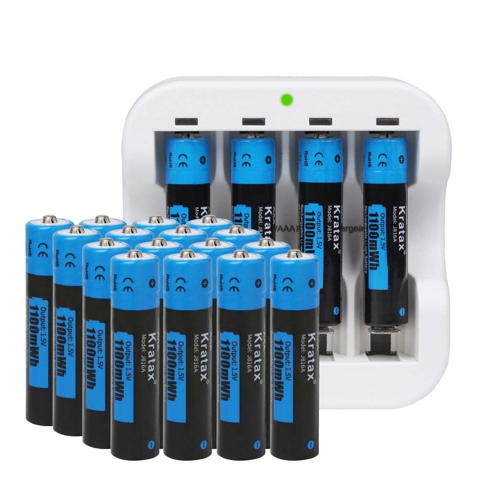 Kratax 20Pack 1.5v Constand Rechargeable AAA Lithium Batteries 1100mWh