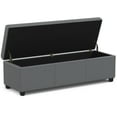 thumbnail image 6 of Avalon 54 inch Wide Contemporary Extra Large Storage Ottoman Bench in Stone Grey PU Faux Leather, 6 of 10