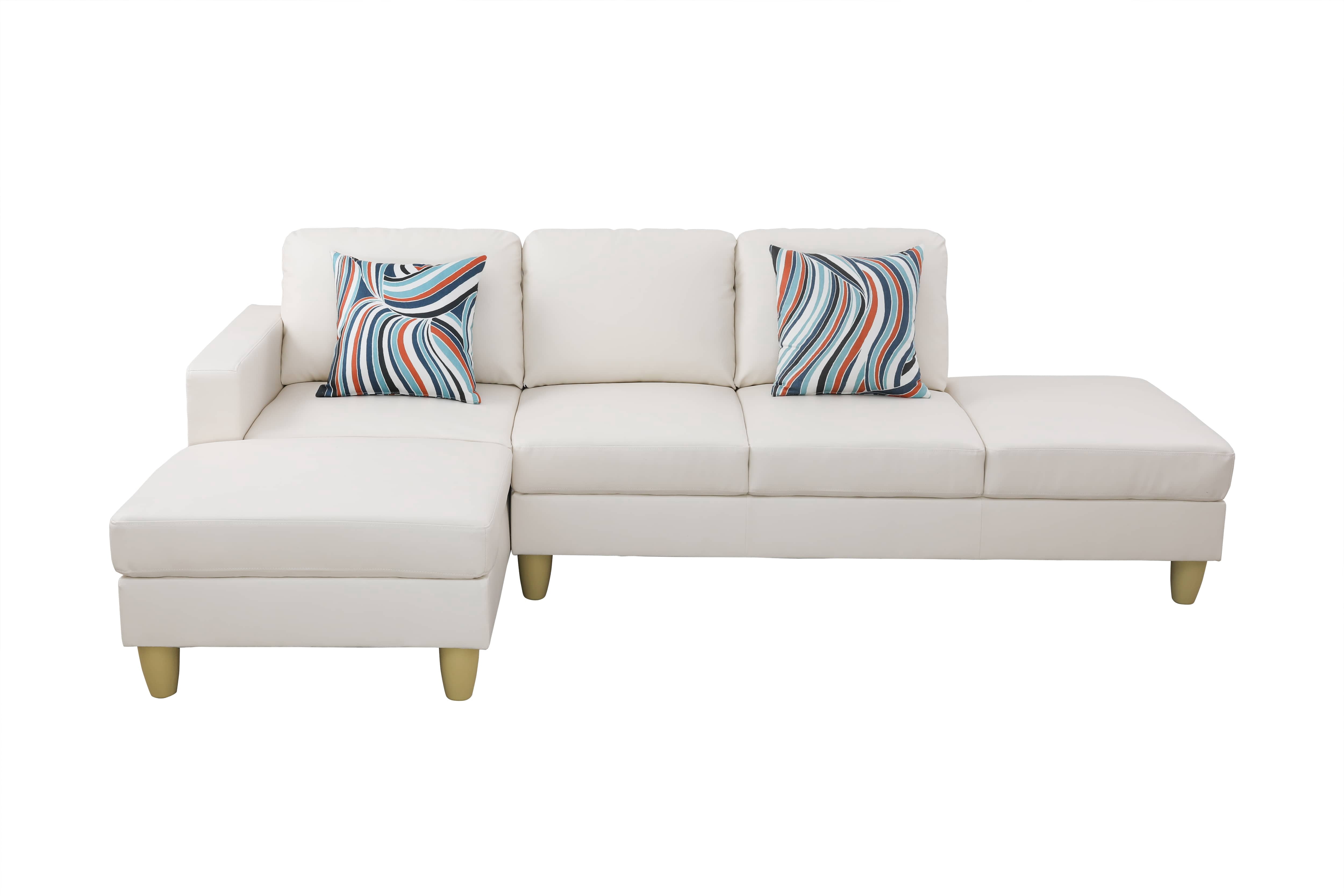 MAYEERTY Superior White Semi-PU Modern Adult Couch - Living Room Sofa Set