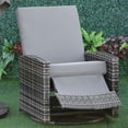 thumbnail image 4 of Outdoor Swivel Recliner Chair, Patio Chairs Wicker Swivel Rocker with Reclining Backrest, Lifting Footrest, 360° Rotating Basic and Water Resistant Cushions, Rocking Chair for Patio, Grey, 4 of 7