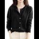 thumbnail image 2 of Suéter de Larga con Cuello Redondo de Color Liso para Mujer, Chaqueta de Punto Combinable para y Otoño Negro L, 2 of 7