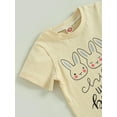 thumbnail image 5 of Genuiskids Baby Girl Boy Easter Clothes 6M 12M 2T 3T Toddler Summer Outfits Short Sleeve Bunny Print T-shirt Tops + Jogger Pants with Velvet Ball Tail Infant Easter Outfit 0-3T, 5 of 9