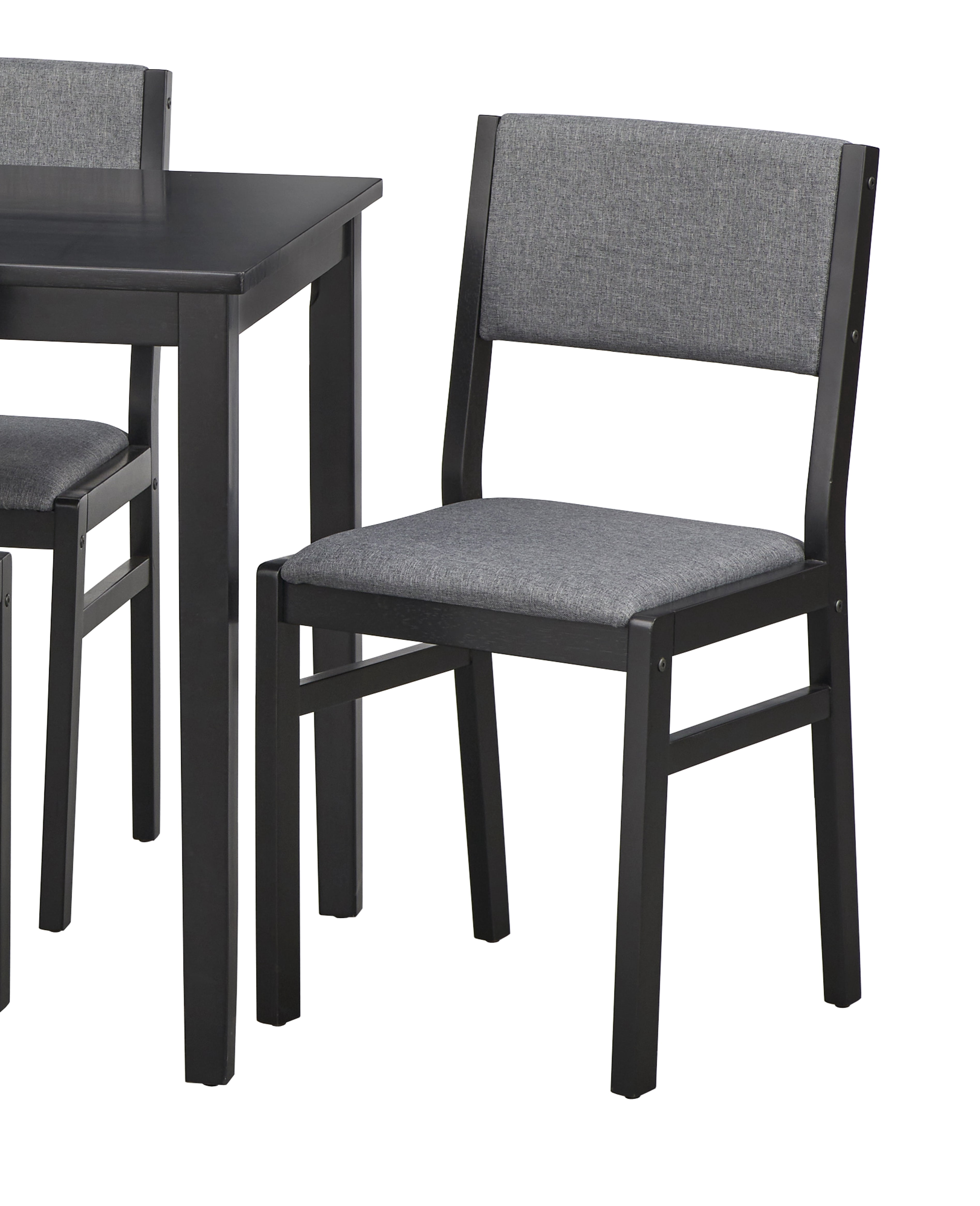 TWM National 5 Piece, Adult Mid-Century High Back Rubberwood Dining Table with Chair, Black