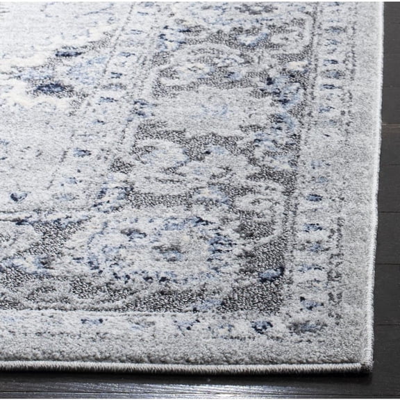 SAFAVIEH Harbor Avalon Oriental Area Rug, Light Grey/Dark Grey, 6'7" x 6'7" Round