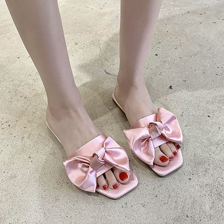 

STEADY Summer Fashion Wedding Shoes Slippers New Bridal Shoes Bow Slippers Pink / 38