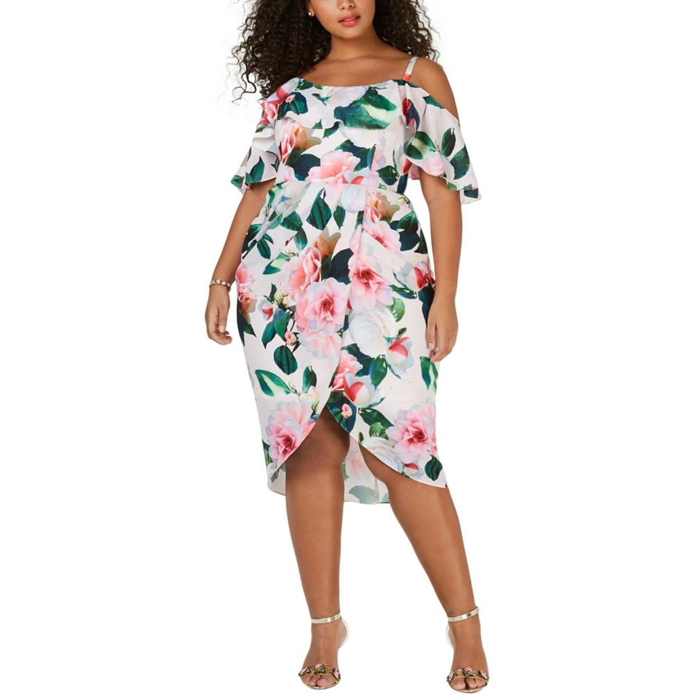 City Chic - City Chic Womens Plus Love Me Do Floral Print Off-The ...