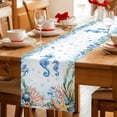 thumbnail image 5 of Seahorse Coastal Table Runner 36 Inches, Summer Nautical Starfish Coral Ocean Bed Runner Dresser Scarves Tabletop for Indoor Outdoor Parties/Ceremony/Banquet, 13"x 36", 5 of 8