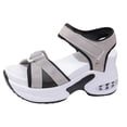 thumbnail image 5 of Rokment Women's Height Increasing Comfortable Walking Sandals 2026 Stylish Athletic Open Toe Ankle Strap Platform Non Slip Work Wedge Heels Chunky Summer Nursing Shoes Grey Size 7.5, 5 of 7