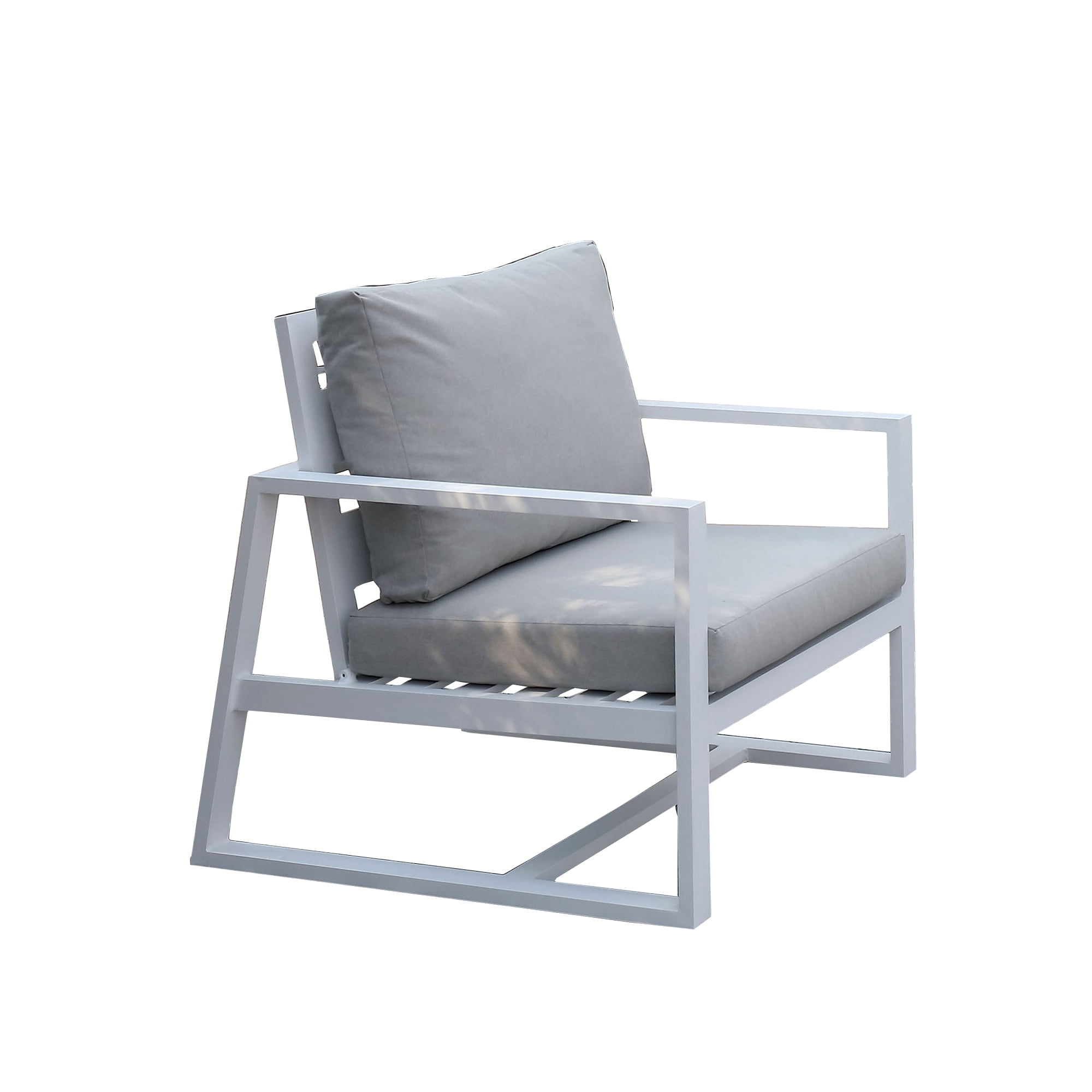 Benjara BM206271 Aluminum Frame Arm Chair with Removable Seating White Set of 2 