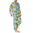 thumbnail image 2 of Fotbe Flowers Avocado Pijama de Hombre con Estampado de Manga Larga, Conjunto de 2 Piezas, Ropa de Dormir Suave y Cómoda con Bolsillos-Medium, 2 of 7