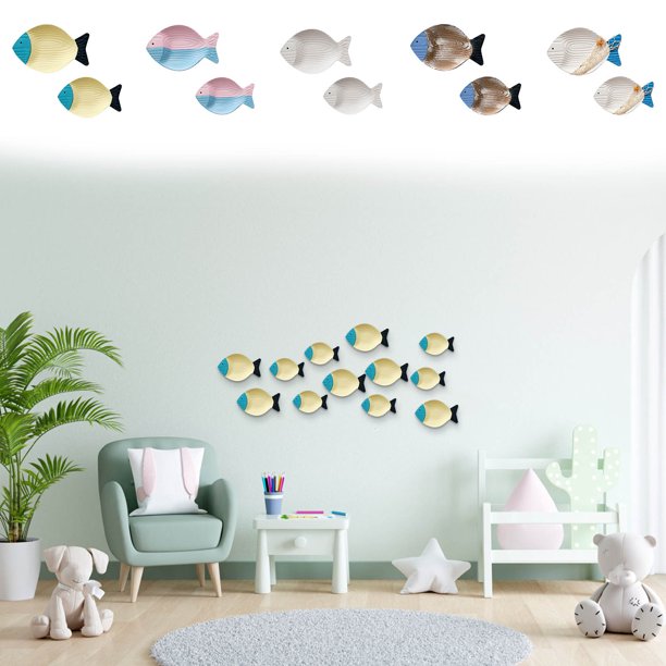 Ganfancp Mediterráneo Océano Pared Modelo Estereoscópico Habitación Hotel Peces Pared Decoración Tamaño Set Se Puede Colgar o Colocar Rebajas Hoy Liquidación Pez Grande*1 Pez Pequeño*1