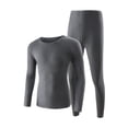 thumbnail image 1 of VBARHMQRT Men's Pajama Pants Funny Male Thermal Underwear Set Solid Color Round Neck Cationic Hemming Long Sleeve Pants Set, 1 of 3