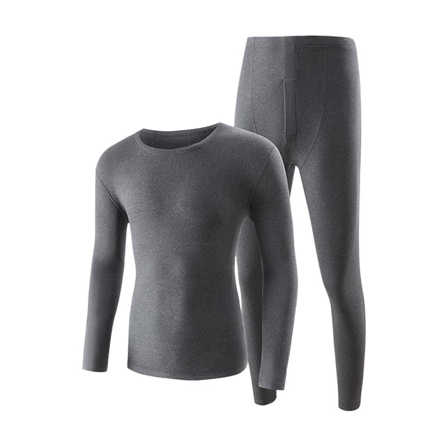 VBARHMQRT Men's Pajama Pants Funny Male Thermal Underwear Set Solid Color Round Neck Cationic Hemming Long Sleeve Pants Set