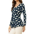 thumbnail image 4 of Unique Bargains Women's Halloween Costume Scoop Neck Peplum Blouse Top M Blue-Floral, 4 of 6