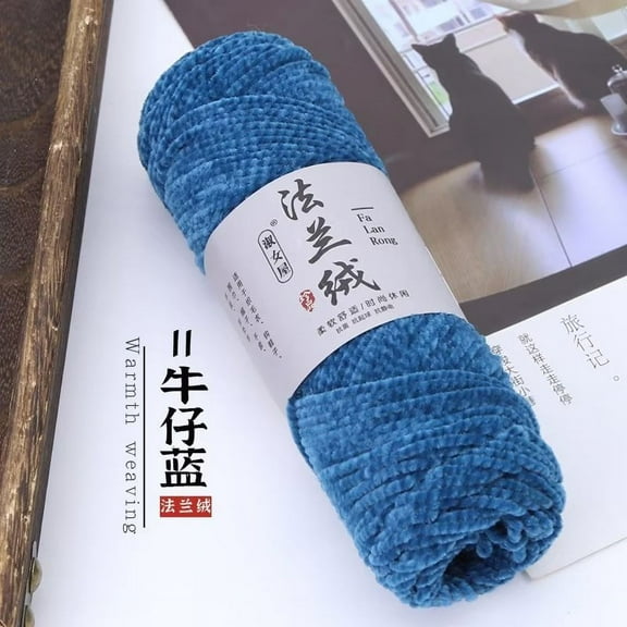 XmhyTop 75G Velvet Yarn Crocheting Fuzzy Yarn, Premier Plush Parfait Chunky Blanket, Velvet Fluffy Chenille Blanket Yarn,Crochet Knitting Soft Thick Plush Lustrous，Denim Blue