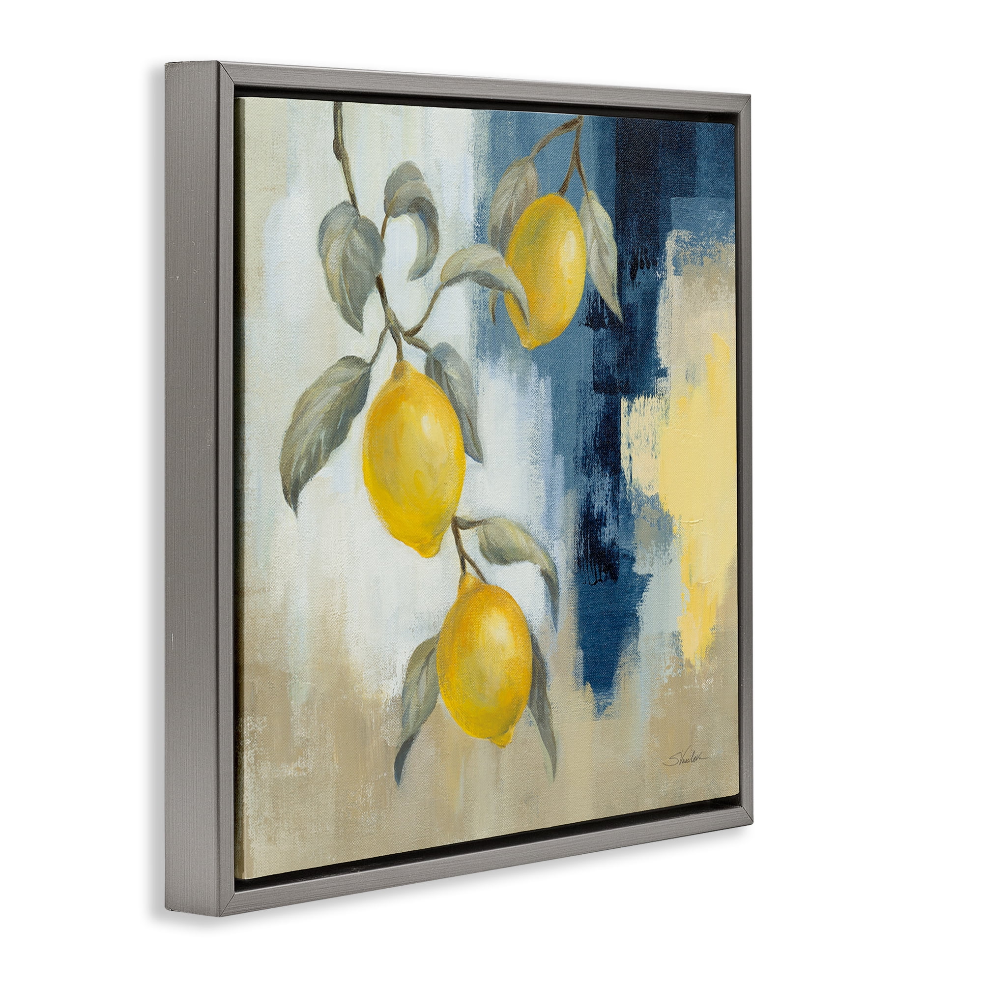 Stupell Industries Lemons From South Food & Beverage Painting Gray Floater Framed Canvas Art Print Wall Art, 18 x 18
