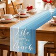 thumbnail image 5 of Table Runners 120 Inches Long Dress Scarves, Blue Summer Beach Farmhouse Coffee/Dining/Kitchen Table Decor Table Runner for Living Room, Coastal Vacation Blue Wooden 13x120 Inch, 5 of 9