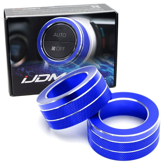 2pcs Sports Blue Anodized Aluminum AC Climate Control Switch Turner Ring Covers For Toyota 2019-up RAV4