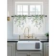 thumbnail image 2 of Eucalyptus Leaf Tier Curtains 24 Inch Length,Sheer Curtains for Bedroom Living Room,Weeping Botanical Summer Flowers Rod Pocket Voile Drapes Kitchen Curtains Small Half Window 27.5"x24" 2 Panels, 2 of 7