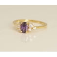 thumbnail image 5 of vylahjewellery Classic 10K Yellow Gold Wedding Ring Purple Oval Cut Moissanite Diamond Cluster Ring Vintage-Inspired Style February Birthstone Engagement Ring for Her, 5 of 6