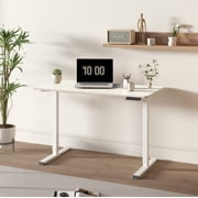 47" Electric Standing Desk, Height Adjustable Sit Stand Desk with One-Piece Desktop, Home Office Computer Workstation, White Frame & White Top