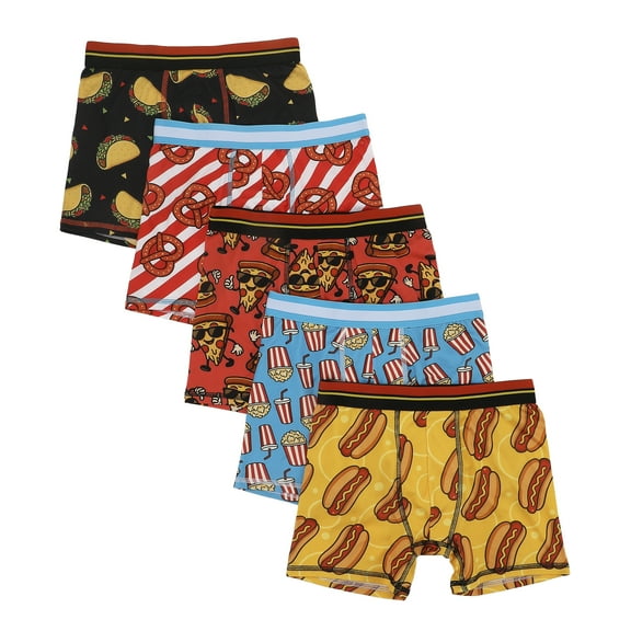 Favorite Snacks All-Over Prints Boys' Boxer Briefs Multipack (5 Pack) -Medium (8)