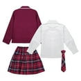 thumbnail image 3 of JanJean Kids Girls Anime Cosplay Costume British Style School Uniform Long Sleeves Jacket with Shirt Burgundy 150, 3 of 7