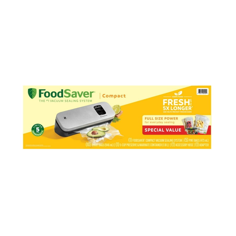 FoodSaver Compact Vacuum Sealer System with Meal Prep Accessories