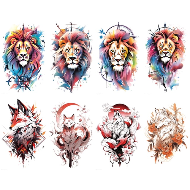 Set TBS 8498-8505 8 Uds pegatinas tatuaje brazo Wdftyju color León 190*120mm
