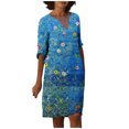 thumbnail image 2 of Robes d'Été Grande Taille pour Femmes 2024 Décontractées en Coton Lin Manches Courtes Col Rond Robe Manches Courtes Col Rond Économisez jusqu'à 65 %!, 2 of 5