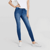 Hue Studio Mid-Rise Frayed Edge Denim Leggings - (Medium Wash, Large)