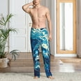 thumbnail image 5 of Vsdgher Abstract Blue Skull Print Mens Pajama Pants Sleep & Lounge Pants, PJ Bottoms With elastic waistb and Pockets, 5 of 5