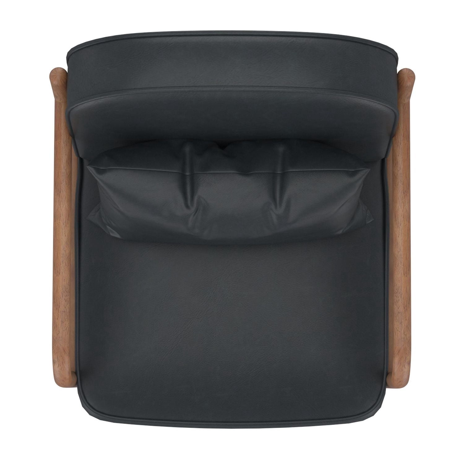 Mid-Century Modern Faux Leather & Solid Wood Accent Chair, Faux Leather - Black & Walnut