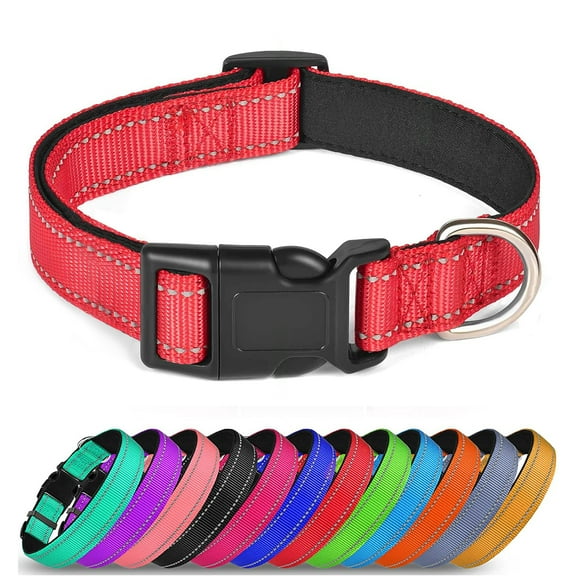 Reflective Dog Collar Soft Neoprene Padded Breathable Nylon Pet Collar Adjustable for Small Medium Large Extra Large Dogs