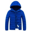 thumbnail image 3 of Zedker Men's Lightweight Puffer Jacket Detachable Hood Warm Winter Coat Casual Quilted Full Zip Down Jackets Zipper Pockets Blue XL, 3 of 10