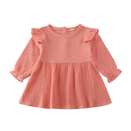 

Baby Girl Toddler Cotton Dress Ruffle Long Sleeve Party Tutu Dress Pageant Wedding Birthday Princess Clothes