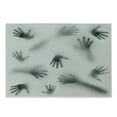 thumbnail image 1 of Horror House Cutting Board, Frightening Hands Arms Ghost Shadow Alien Touch Mist Strangers Work of Art, Decorative Tempered Glass Cutting and Serving Board, Small Size, Emerald, by Ambesonne, 1 of 1