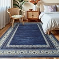 thumbnail image 3 of Garvee 8'x10' Modern Bordered Area Rug Vintage Floral Rug with Non Slip Backing, Soft Washable Accent Carpet for Living Room Bedroom Home Office, Blue, 3 of 8