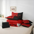 thumbnail image 6 of Homewish 7pcs Romantic Valentine Twin Bedding Set, Black Red Splicing Modern Room Decor, 6 of 8