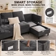 thumbnail image 6 of 4-in-1 Sectional Couches with Storage Chaise, 77.6" L-Shaped Sectional Sleeper Sofa with Type-C & USB Port & Side Pocket, Comfy Chenille 3-Seat Modular Couch for Bedroom/Living Room, Grey, 6 of 10