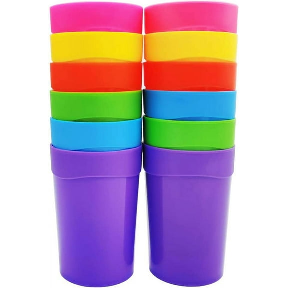 13.5-ounce Plastic Tumblers Unbreakable BPA Free Dishwasher Safe Set of 12 in 6 Colors Reusable Drinking Cups for Kids,Adults