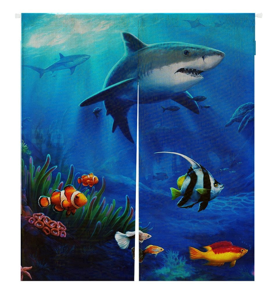 GCKG Sea Shark Fish Corals Underwater Ocean Doorway Curtain Japanese Noren Curtains Door Curtain Entrance Curtain Size 105x120cm