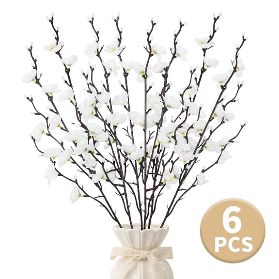 Artificial Cherry Blossom Branches - Silk Flowers for Wedding Home Office Bedroom Party Table Centerpieces Decor,6 Pcs