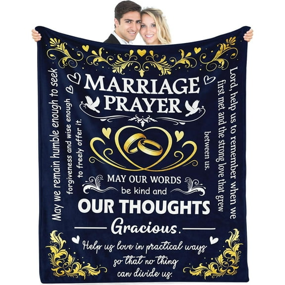 Marriage Prayer - Wedding Gifts for Couples 2024, Bridal Shower Gift for Bride to Be, Wedding Gifts for Newlyweds, Anniversary/Wedding/Engagement Gifts for Couple, 60"x80"