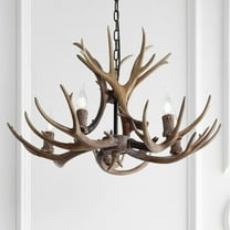 JONATHAN Y Eldora 30" Adjustable Resin Antler 5-Light LED Chandelier, Brown, JYL6300A