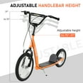 thumbnail image 4 of Aosom Youth Scooter Kick Scooter for Kids 5+ with Adjustable Handlebar Front and Rear Dual Brakes Inflatable Wheels, Orange, 4 of 9