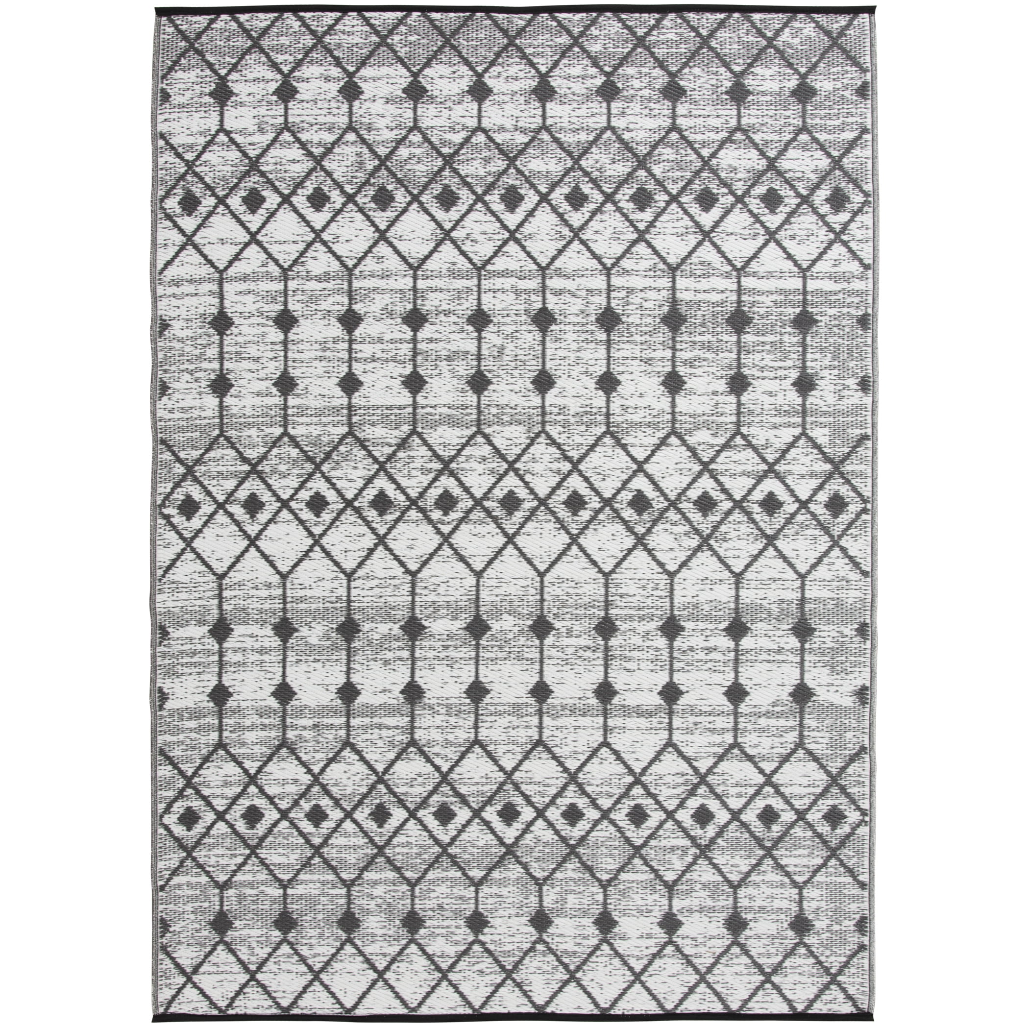 Mainstays Reversible Outdoor Rug, Black Geo, 5 ft x 7 ft