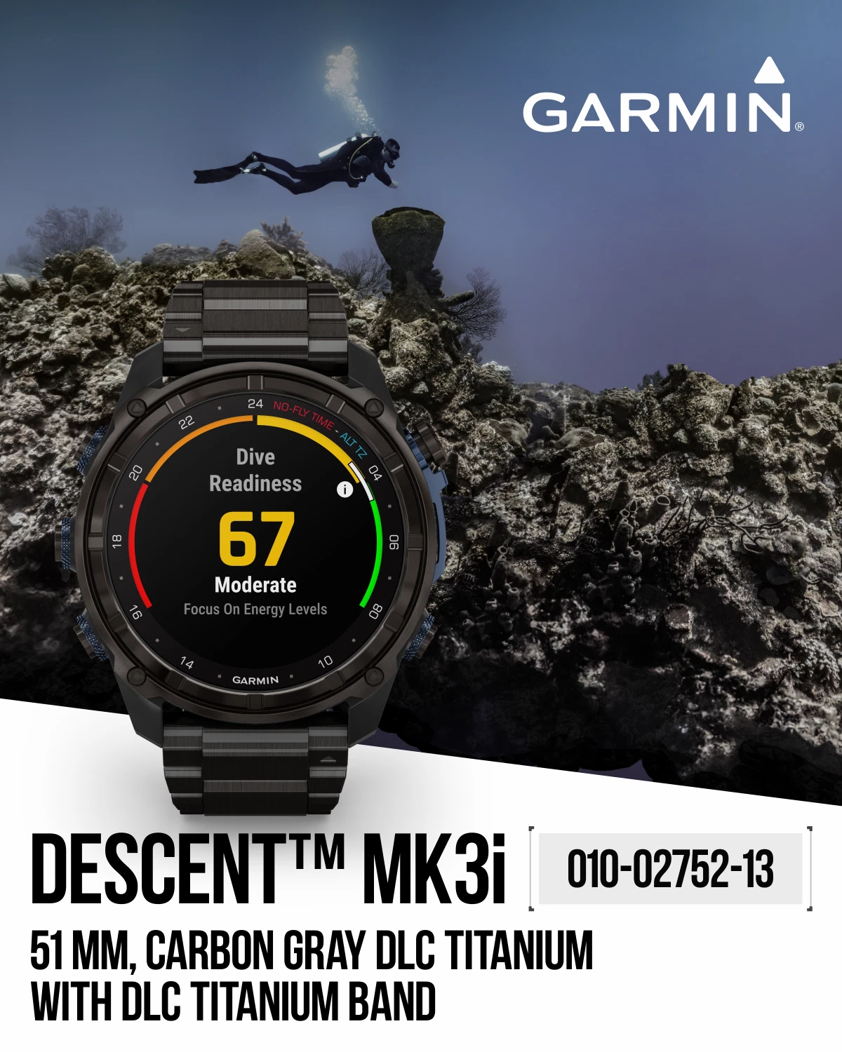 Garmin Descent Mk3i 51 mm Titanium Dive Computer +Extra-Long Strap, AMOLED Display, GPS Smartwatch & Wearable4U Gift Bundle (010-02752-13)