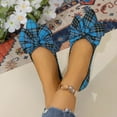 thumbnail image 3 of Rokment Retro Plaid Bow Ballet Flat Dress Shoes for Women Ladies 2026 Spring Fall Checkered Bowknot Pointed Toe Casual Dressy Loafers Bride Low Heels Slip-On Blue Size 6, 3 of 8